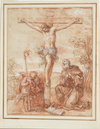Sankt Augustin og to engle, der tilbeder krucifikset af Giuseppe Passeri