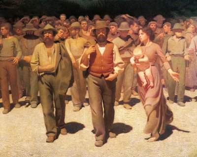 Den fjerde stat, af Giuseppe Pellizza da Volpedo, detaljer af Giuseppe Pellizza da Volpedo