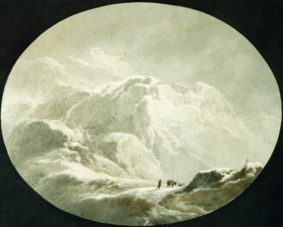 Snedækket alpepas, af Giuseppe Pietro Bagetti (1764-1831) af Giuseppe Pietro Bagetti