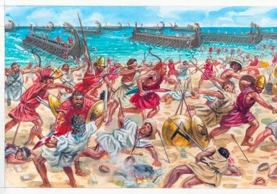 Slaget ved Aegospotami af Giuseppe Rava