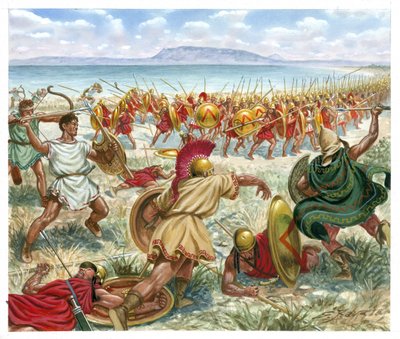 Slaget ved Lechaeum af Giuseppe Rava