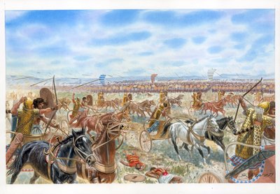 Slaget ved Megiddo mellem egyptere og syrokanere af Giuseppe Rava