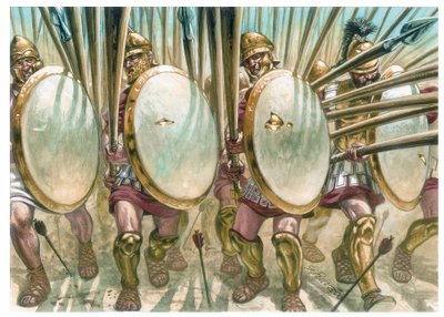 Kongeriget Makedonien: De makedonske falangisters angreb - De makedonske falangitters angreb - Illustration af Giuseppe Rava af Giuseppe Rava