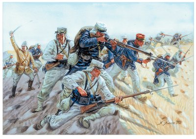 Marche ou creve Soldiers de la Legion etrangere francaise - Den franske fremmedlegion: "marchér eller dø" Illustration af Giuseppe Rava af Giuseppe Rava