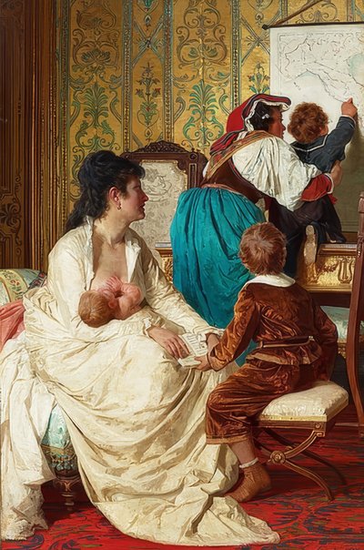 En god mors glæder (Le gioie della buona mamma). 1877 af Giuseppe Sciuti