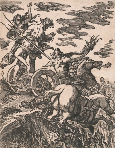 Voldtægt af Persefone med Pluto til hest til højre, 1590-1607. af Giuseppe Scolari