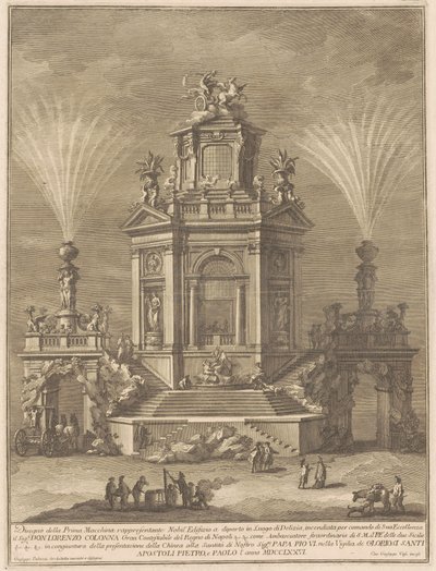 Prima Macchina for Chinea fra 1776: Et fornøjelsespalads af Giuseppe Vasi, after Giuseppe Palazzi