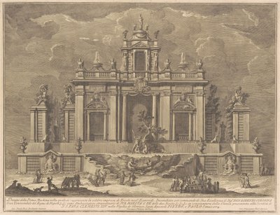 Prima Macchina for Kina fra 1774: Herkules og dragen i Hesperidernes Have af Giuseppe Vasi, after Giuseppe Palazzi, after Paolo Posi