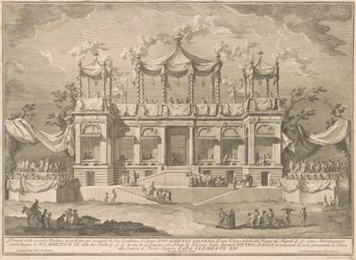 Seconda Macchina for Kina fra 1770: Fiskemarkedsportikoen af Giuseppe Vasi, after Giuseppe Palazzi, after Paolo Posi