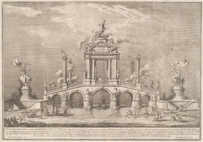 En triumfbro prydet med relikvier fra byen Ercolano af Giuseppe Vasi after Paolo Posi