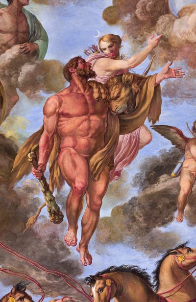 Detalje, der repræsenterer Artemis, Herkules Apotheosis af Giuseppe Velasco