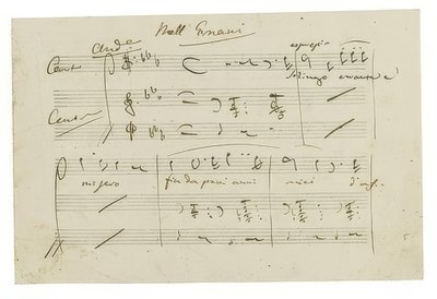 Autograf: Opera Ernani, Finalarie Solingo, errante e misero. Begyndelsen af ​​1840