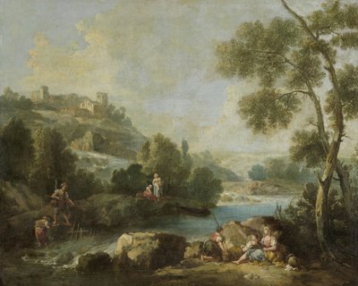 Landskab med figurer af Giuseppe Zaïs (attributed to)