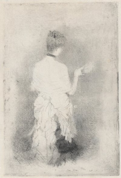 Elegant ung kvinde set bagfra af Giuseppe de Nittis