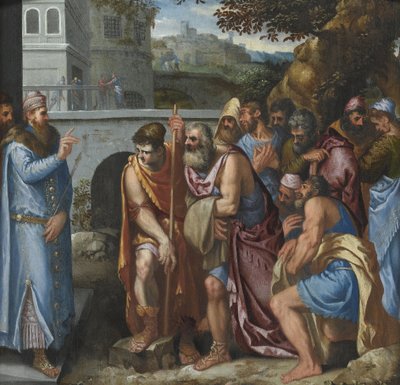 Joseph og hans brødre par Salviati, Giuseppe (1520-1575). Olie på træ, størrelse: 62x62 af Giuseppe della Porta Salviati