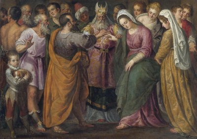 Le mariage de Marie et Joseph - Marias og Josephs ægteskab par Salviati, Giuseppe (1520-1575). Olie på lærred, størrelse: 116,8x164, , Privat samling af Giuseppe della Porta Salviati