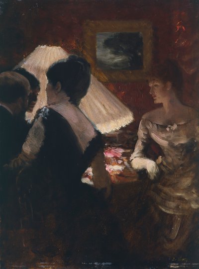 Omkring lampeskærmen af Giuseppe or Joseph de Nittis