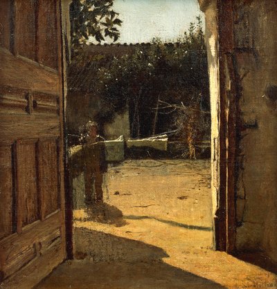Gårdhave i sol, interiør af landsted af Giuseppe or Joseph de Nittis