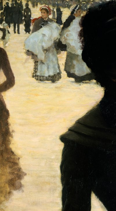 Vender tilbage fra Bois de Boulogne, Lady with a Dog, af Giuseppe de Nittis, detaljer af Giuseppe or Joseph de Nittis