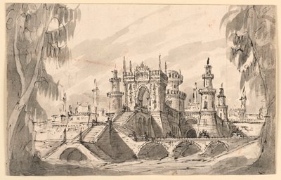 Scenedesign, Citadel on a River af Giuseppino Galliari