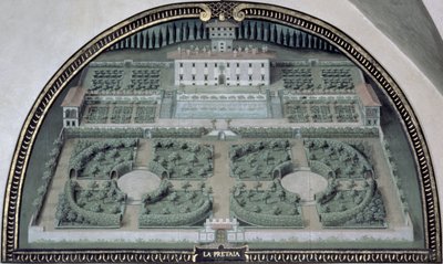 Villa della Pretaia fra en række lunetter, der viser udsigten over Medici-villaerne af Giusto Utens