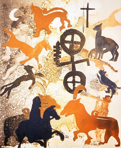 Moonlight, 2000 (monoprint) af Gloria Wallington