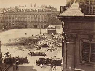 Place Vendome i Paris efter ødelæggelsen af søjlen af Gobinet de Villecholle Francois Marie Louis Alexandre) Franck (Franck