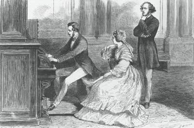 Prins Albert af Sachsen spiller foran dronning Victoria og Felix Mendelssohn Bartholdy (1809-1847), gravering af Godefroy Durand