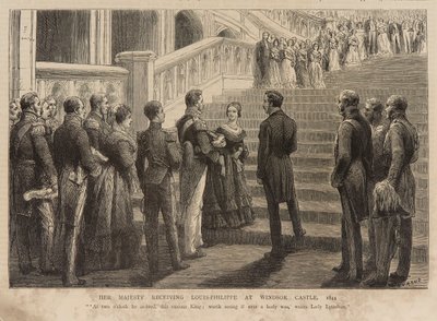 Dronning Victoria tager imod kong Louis Philippe på Windsor Castle af Godefroy Durand