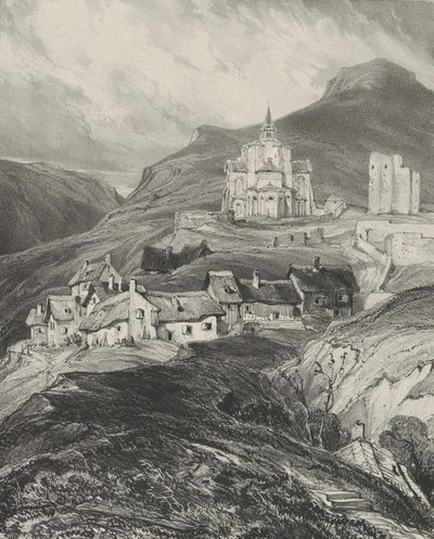 Udvendig apsis af Saint-Nectaire-kirken, 1831. af Godefroy Engelmann