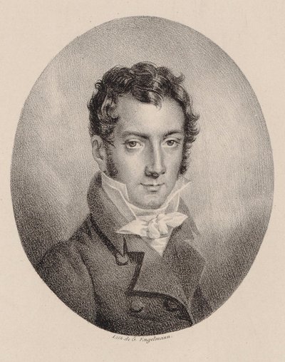 Portræt af violinisten og komponisten Josef Mayseder 1789-1863. af Godefroy Engelmann