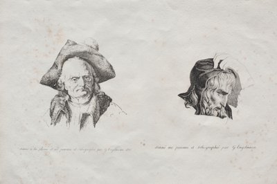 Samling af litografiske essays: To hoveder af Godefroy Engelmann