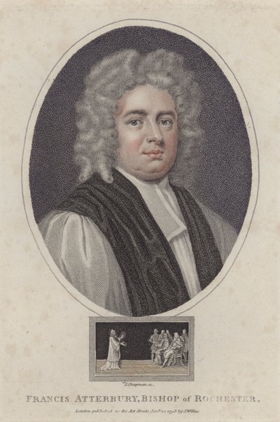 Francis Atterbury, biskop af Rochester (farvet gravering) af Godfrey (after) Kneller