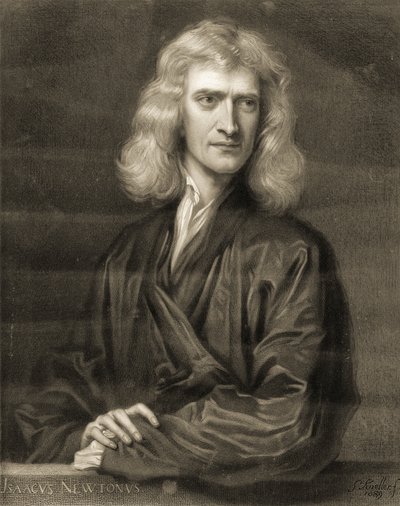 Portræt af Sir Isaac Newton af Godfrey (after) Kneller