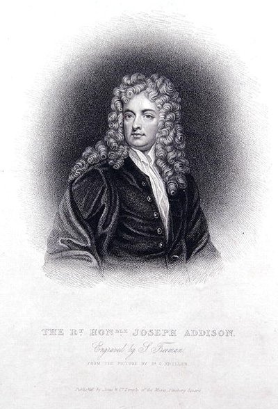 Rt Hon Joseph Addison (gravering) af Godfrey (after) Kneller
