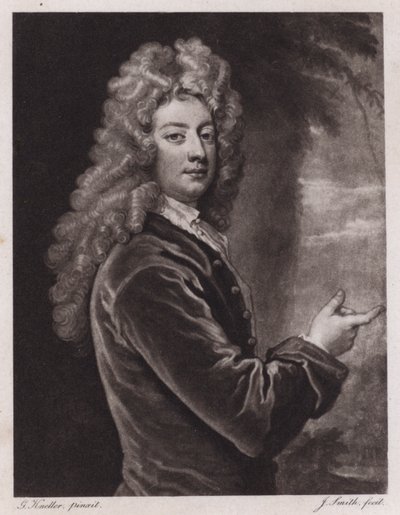 William Congreve, engelsk dramatiker (gravering) af Godfrey (after) Kneller