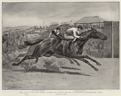 Slutningen af Derby Stakes i Epsom, Mr W C Whitneys Volodyovski vinder af Godfrey Douglas Giles