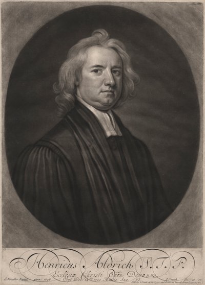 Henricus Aldrich, graveret af John Smith (1652-1743), 1696 (mezzotint) af Godfrey Kneller