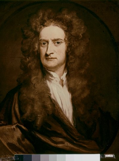 NEWTON Sir Isaac, engelsk fysiker og matematiker: Portræt (olie på lærred) af Godfrey Kneller