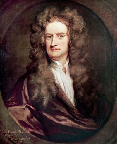 Portræt af Isaac Newton (1642-1727), engelsk matematiker, fysiker og astronom, Maleri af Godfrey Kneller (1646-1723) af Godfrey Kneller