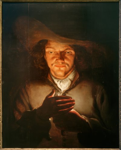 En mand med et stearinlys af Godfried Schalcken