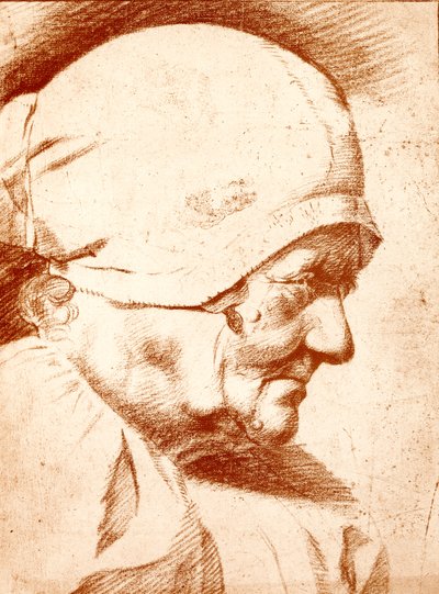 Hoved af en gammel kvinde af Godfried Schalcken