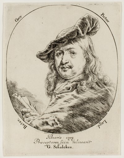 Portræt af maleren Gerard Dou af Godfried Schalcken