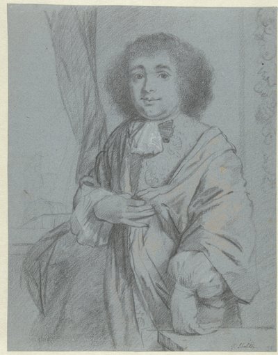 Portræt af en stående herre Kunstbog eller studiealbum af Caspar Netscher (serietitel) af Godfried Schalcken