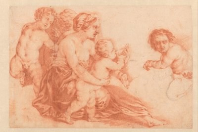 Kvinde med flere børn Kunstbog eller studiealbum af Caspar Netscher (serietitel) af Godfried Schalcken