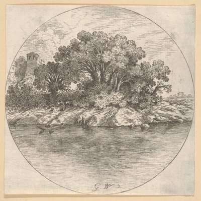 Landskab med træer ved vandet.n.d. af Goffredo Wals