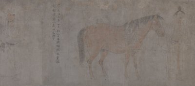 Detalje af Five Tribute Horses (blæk og farve på papir) af Gonglin Li