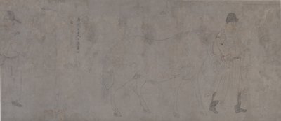 Detalje af Five Tribute Horses (blæk og farve på papir) af Gonglin Li