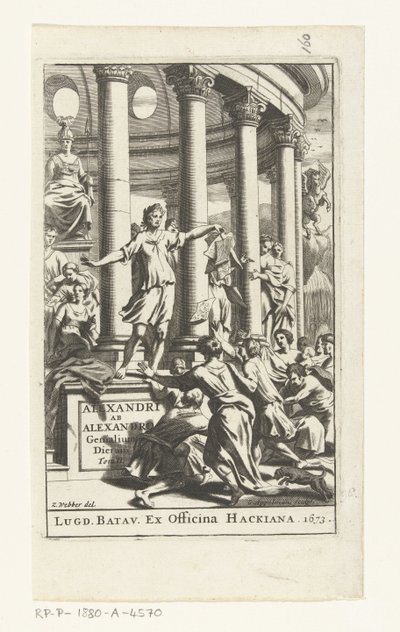 Titelside for Alexander ab Alexander, Genialium dierum, deel 2, 1673 af Gonsales Appelmans (attributed to)