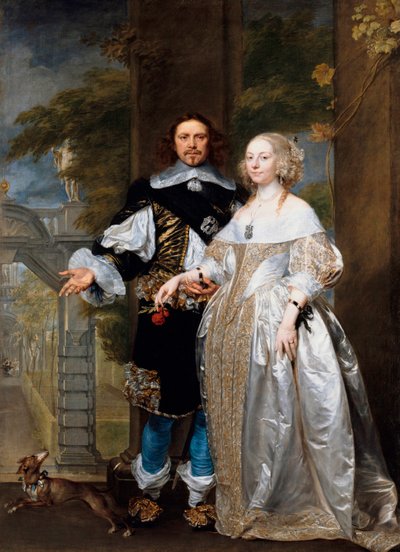 "Portræt af et ægtepar i parken" (Portræt af et ægtepar i parken) Maleri af Gonzales Coques (Cockes, Cocs) (1614/18-1684) 1662 - Olie på lærred Dim 239x174 cm Staatliche Museen, Berlin af Gonzales Coques